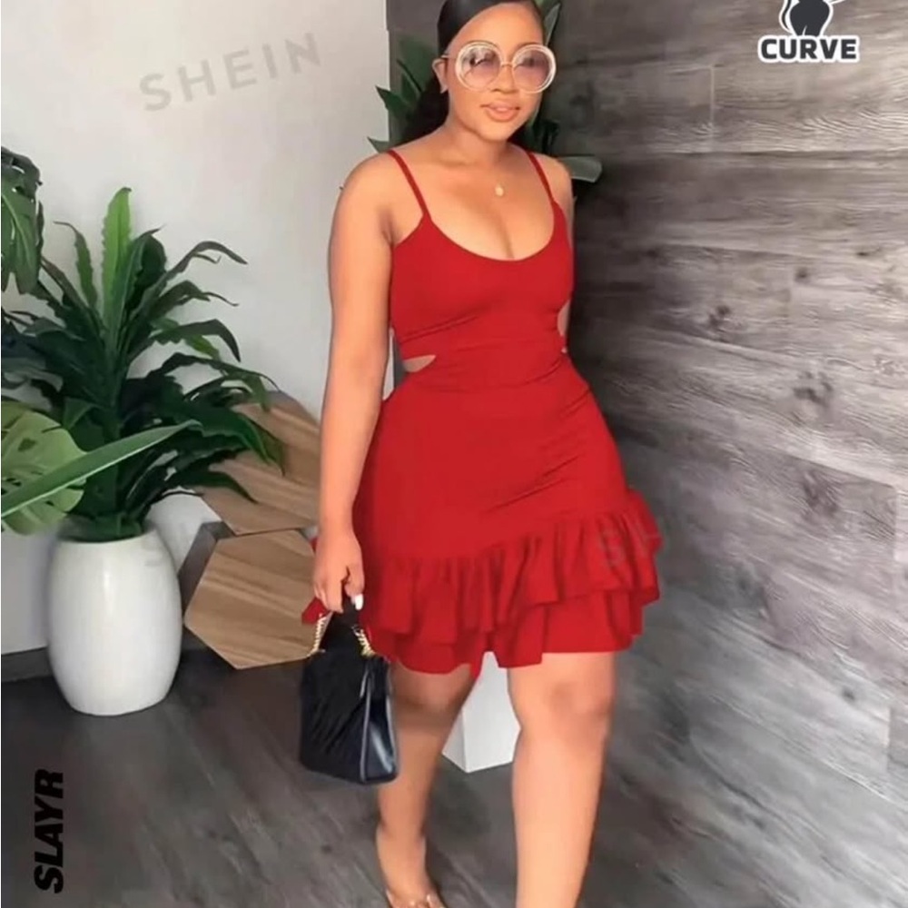 SHEIN Scarlet Ruffle Mini Dress